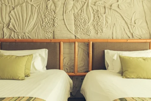 Decorative Texture Finish Single Beds Hotel Wall